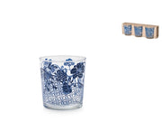 Set 3 bicchieri blu seta vetro decorato cl 35
