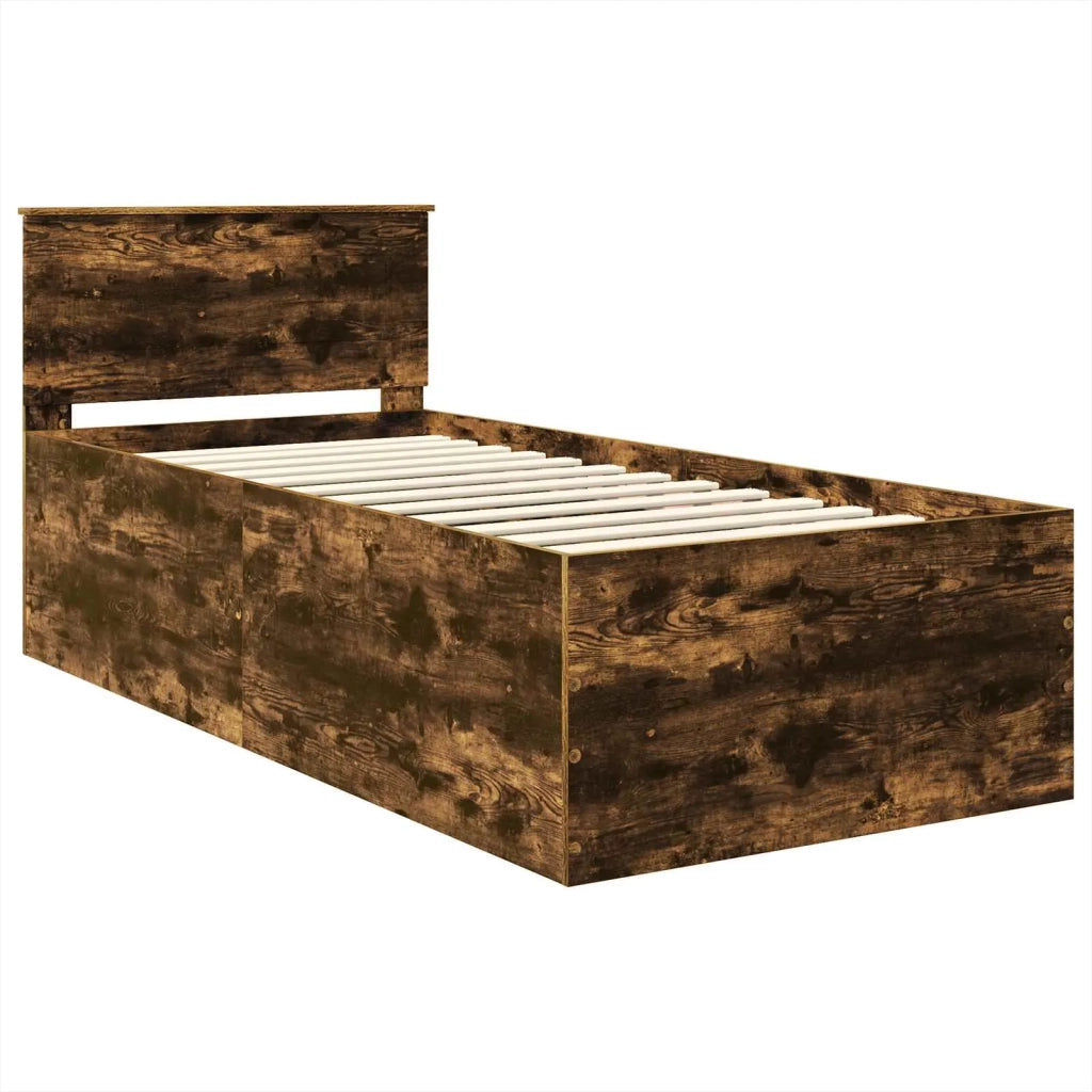 Letto singolo | Letto per adulti | Struttura del letto Rovere fum¨¦ 75 x 190 cm Legno multistrato