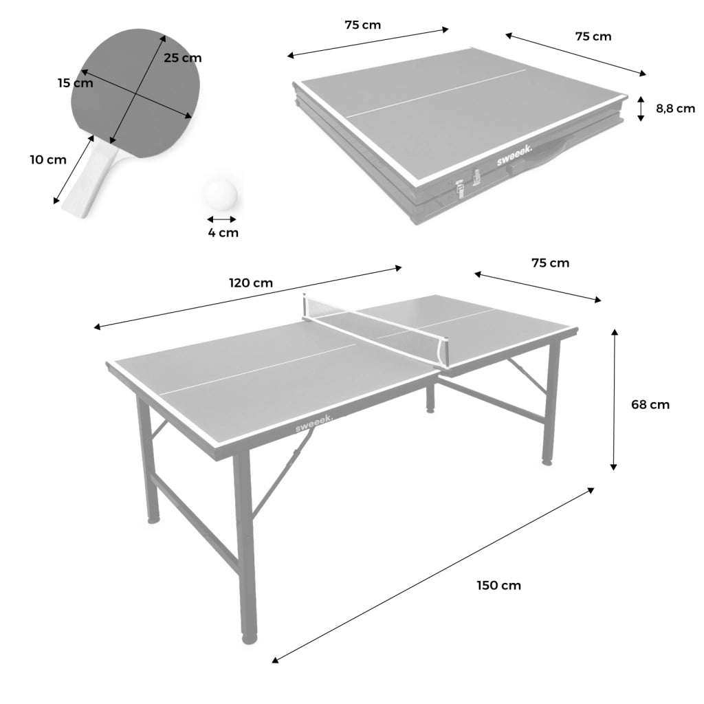 Mini tavolo da ping pong per interni pieghevole con 4 racchette e 6