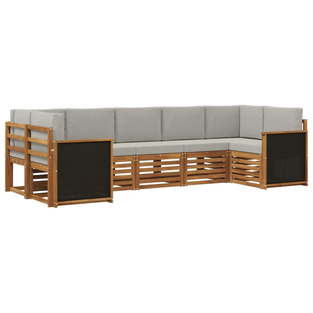 Set di divani da esterno 6 pz Naturale e Grigio Chiaro 3384792