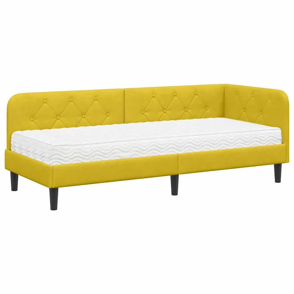 Cornice del letto ad angolo Giallo 80 x 200 cm Velluto 3394140