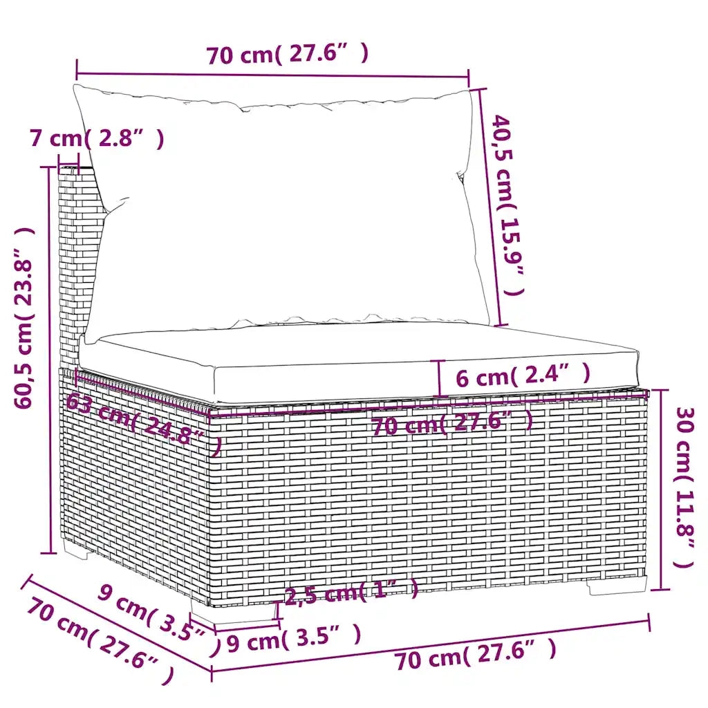 Set Divani da Giardino 4 pz con Cuscini in Polyrattan Marrone 3101642