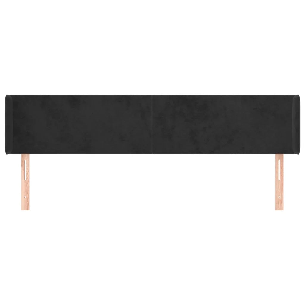 Testiera | Testata ad Orecchio Nera 183x16x78/88 cm in Velluto