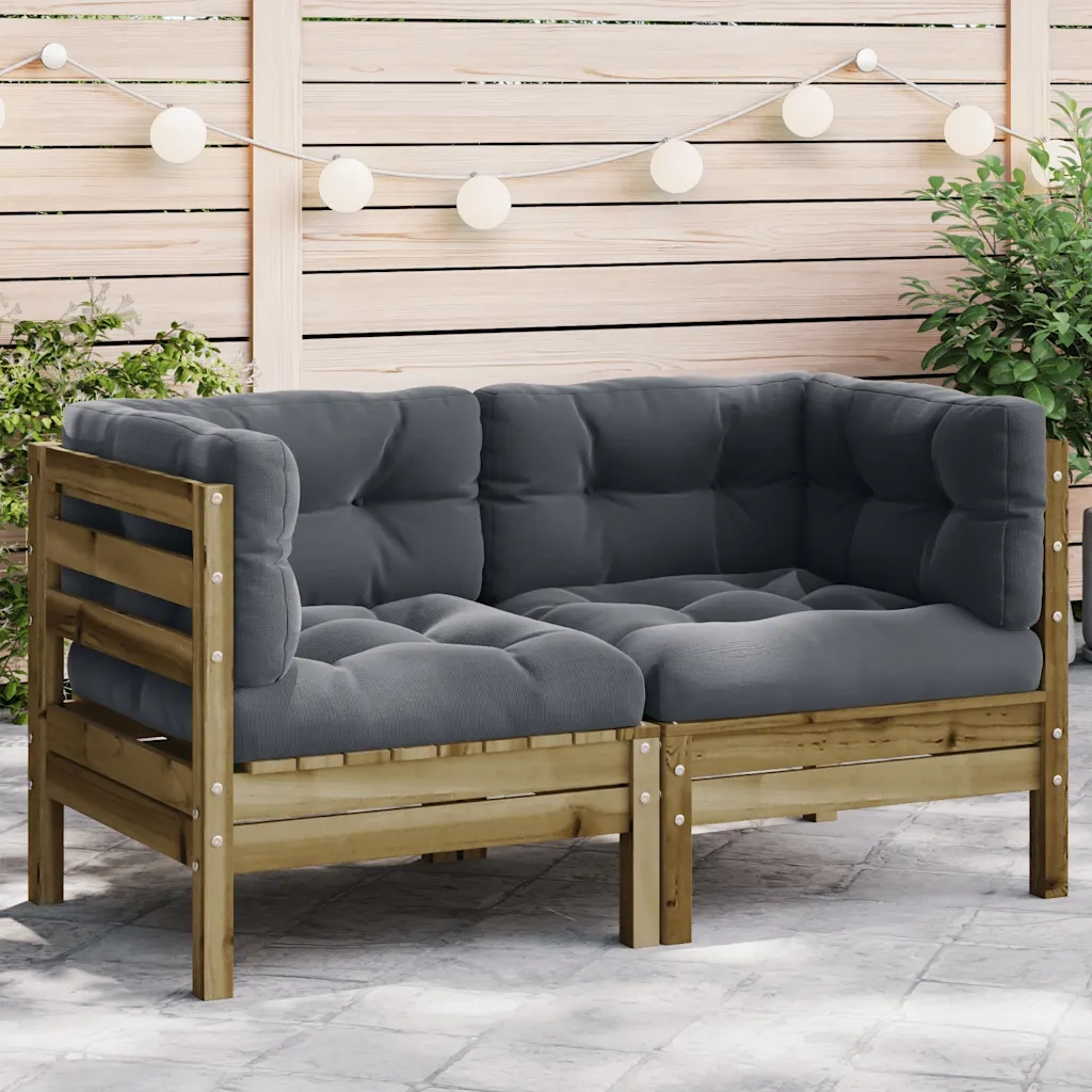Divani Angolari da Giardino Cuscini 2pz Legno Impregnato Pino