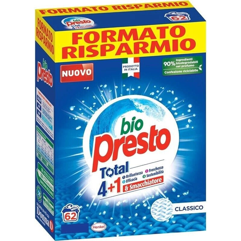 FUSTONE DI DETERSIVO IN POLVERE BIOPRESTO DA 62MISURINI CLASSICO