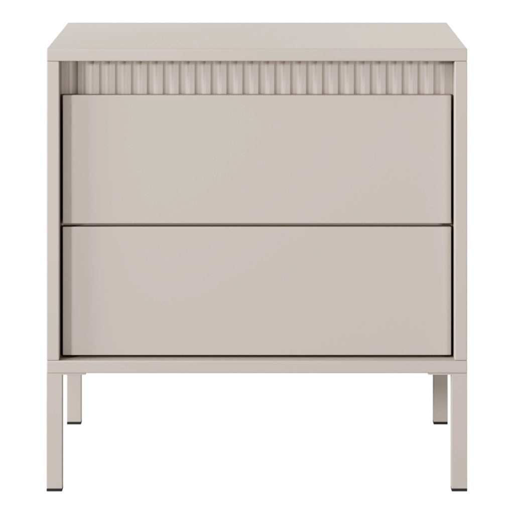 Gasalisa, Comodino 2 Cassetti, 54x40x56h cm Beige