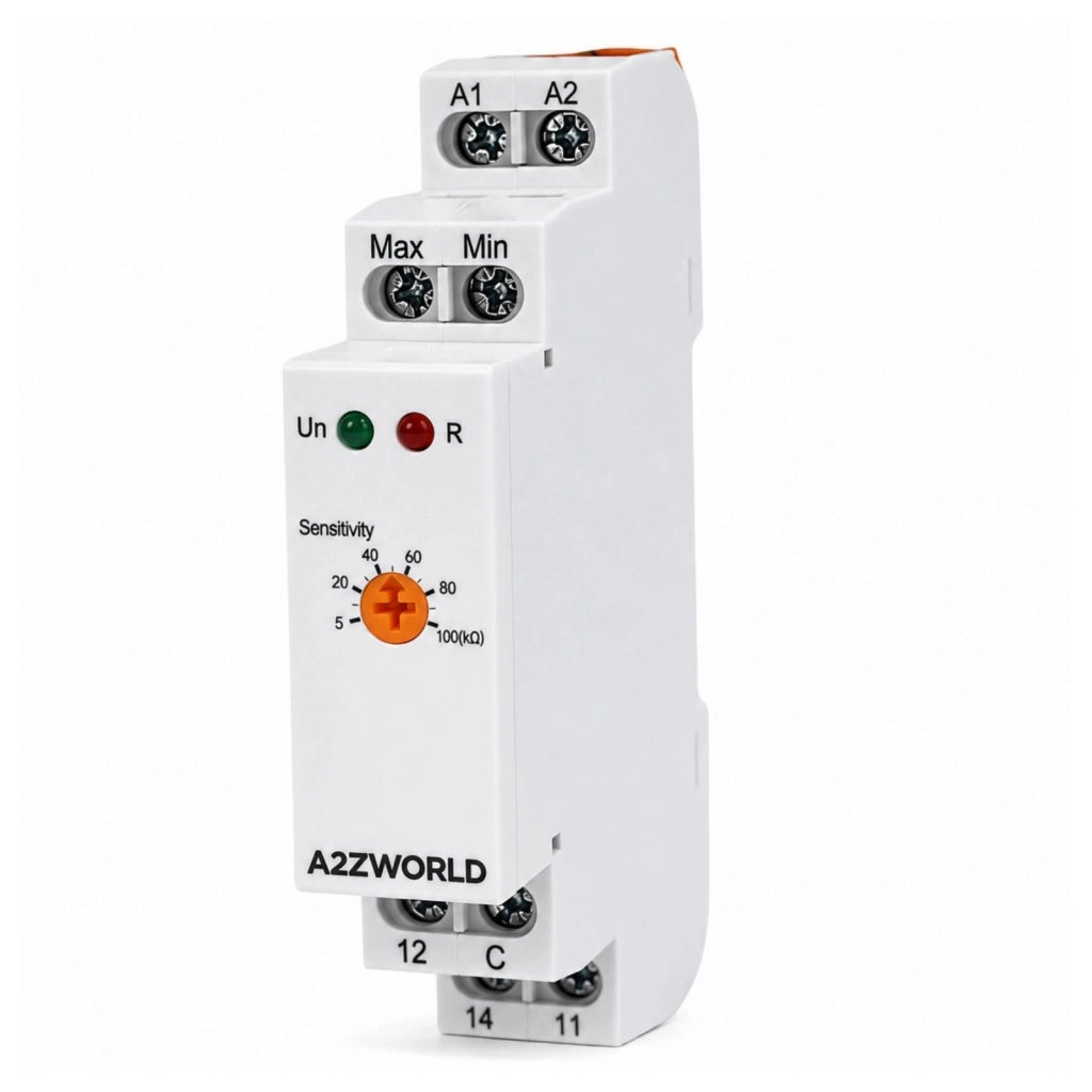 Relè Controllo Livello Liquidi, AC/DC 24-240V 10A, Gestione Semplice del Livello tra Minimo e Massimo, Regolatore Livello Acqua, Per Pompe e Serbatoi, 1 Modulo Guida Din