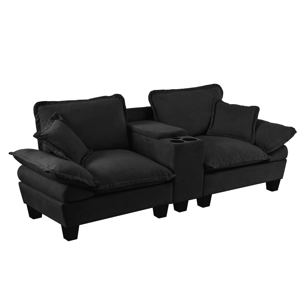 Divano Modulare Cloud con Contenitore e Cuscini ¨C Xylo ¨C Chenille Nero