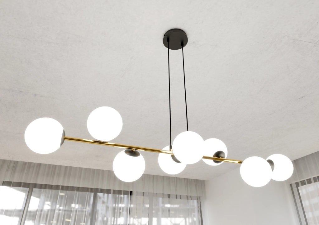 Lampadario Emibig Gravity 8, 8xE14 nero oro bianco 140cm