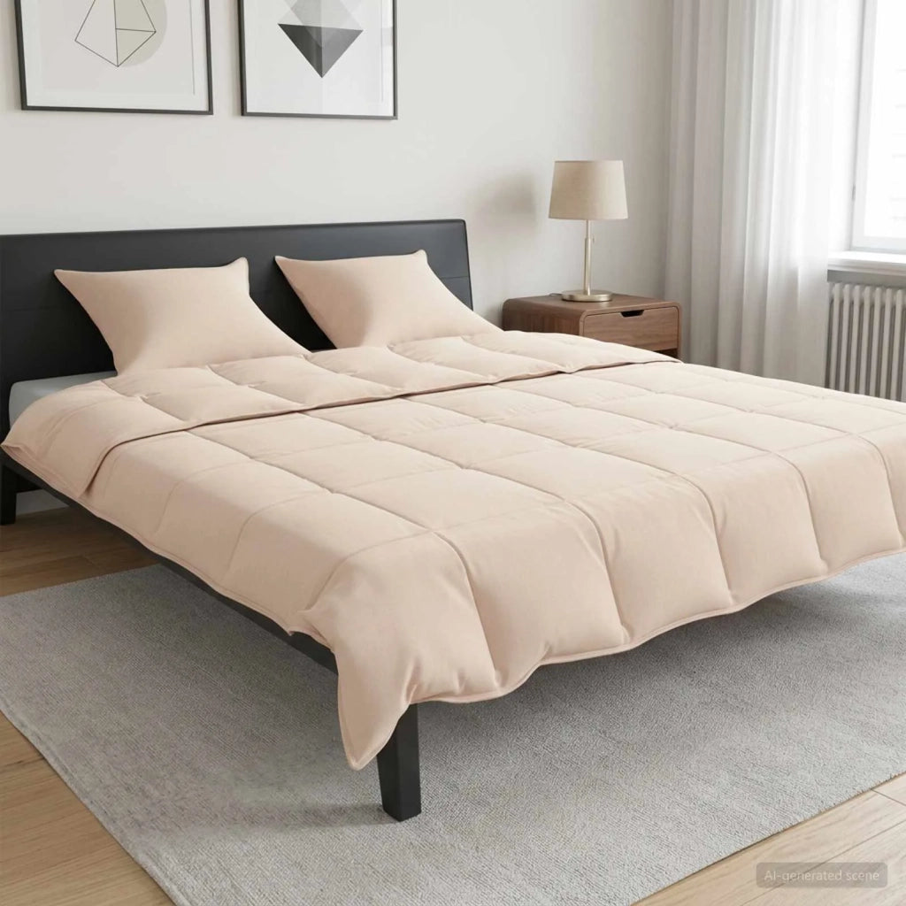 Set di Piumoni 2 pz 260 x 240 cm Tutte le stagioni Beige 3431954