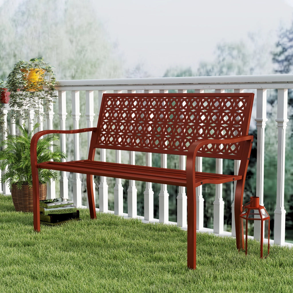 Panchina da giardino ¨C Minimal ¨C acciaio rosso 2 posti