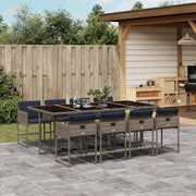 Set da pranzo da giardino da 9 pz con Cuscini in Polyrattan Grigio 3278052