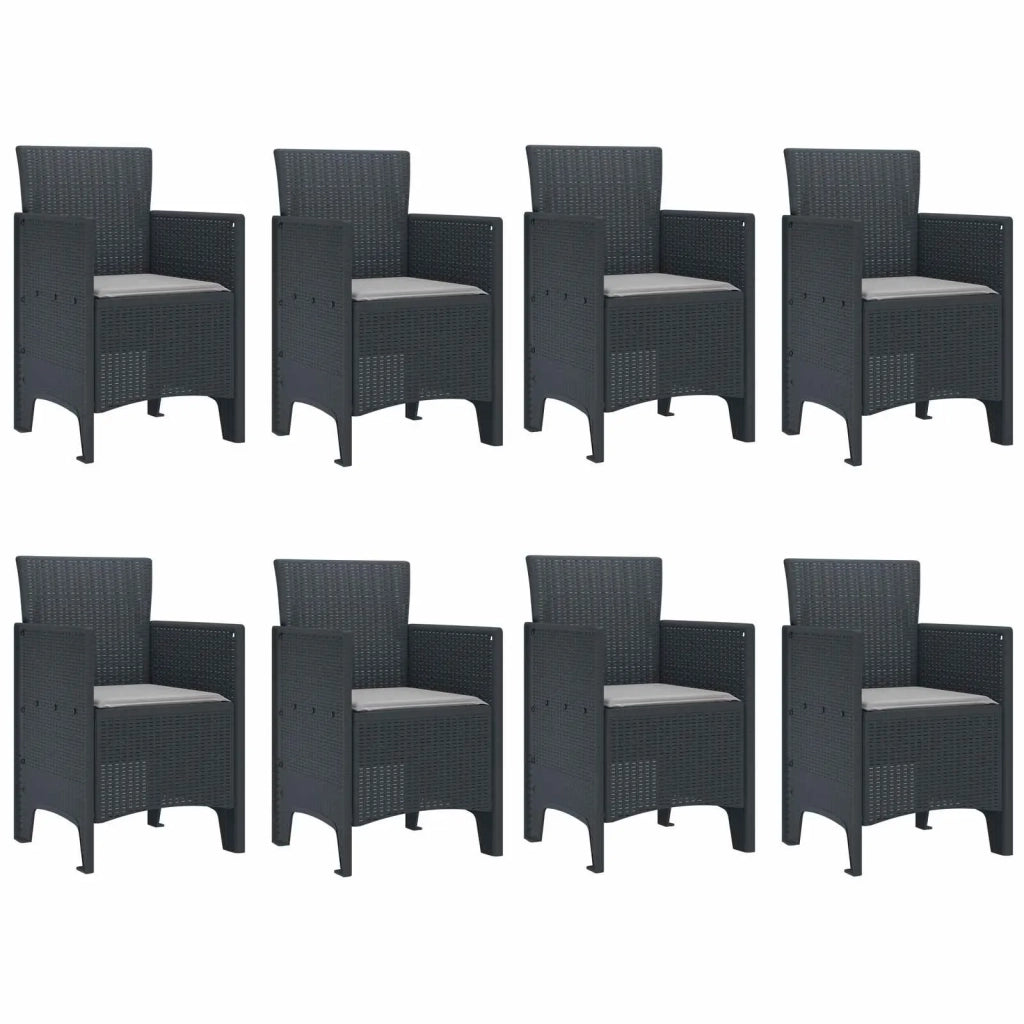 Set da Pranzo per Giardino 9 pcs Antracite Polipropilene
