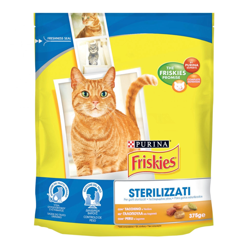 Friskies gatto crocchette sterilizzati con tacchino e verdure confezione da 375 grammi