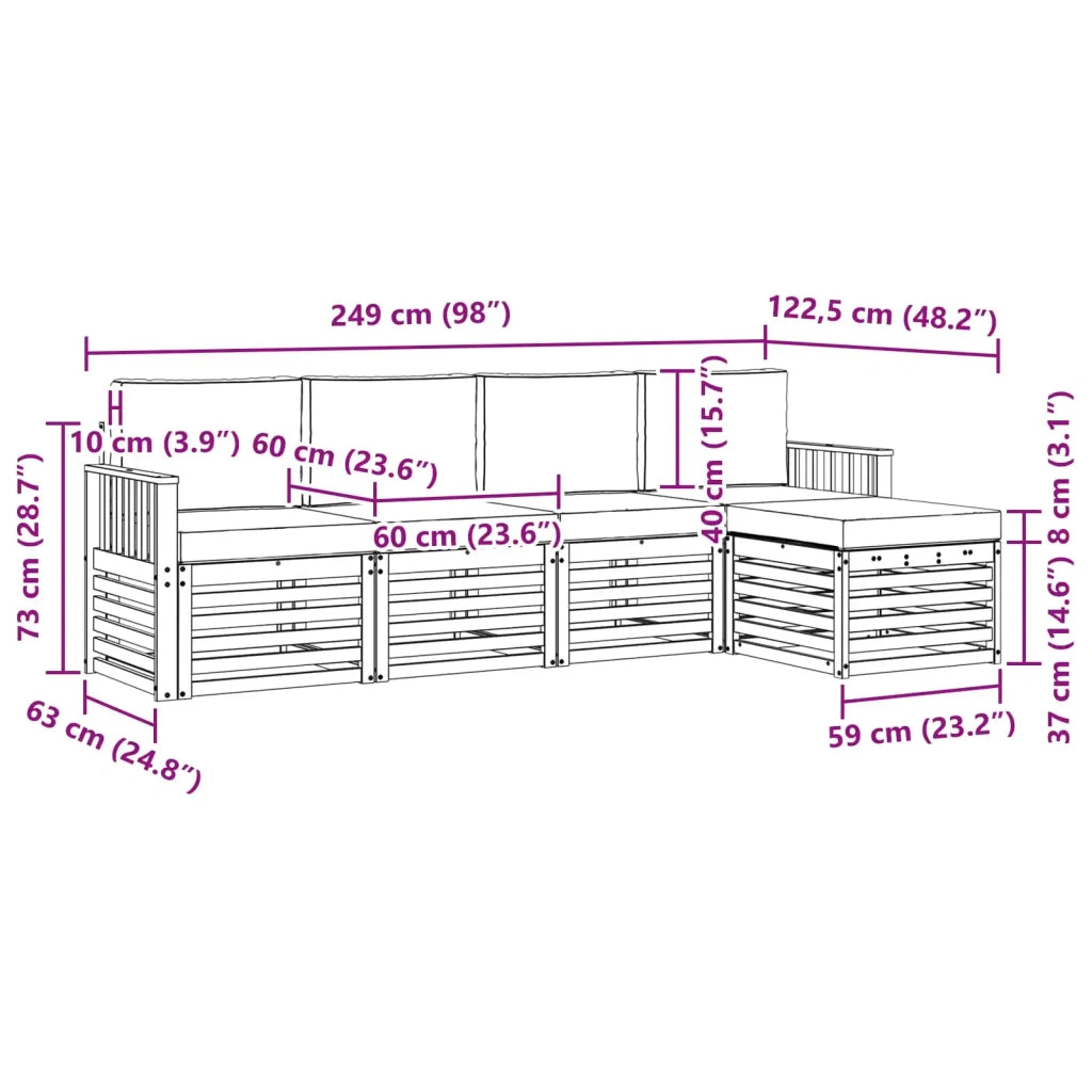 Set di divani da esterno 5 pcs Bianco e Antracite 3391667