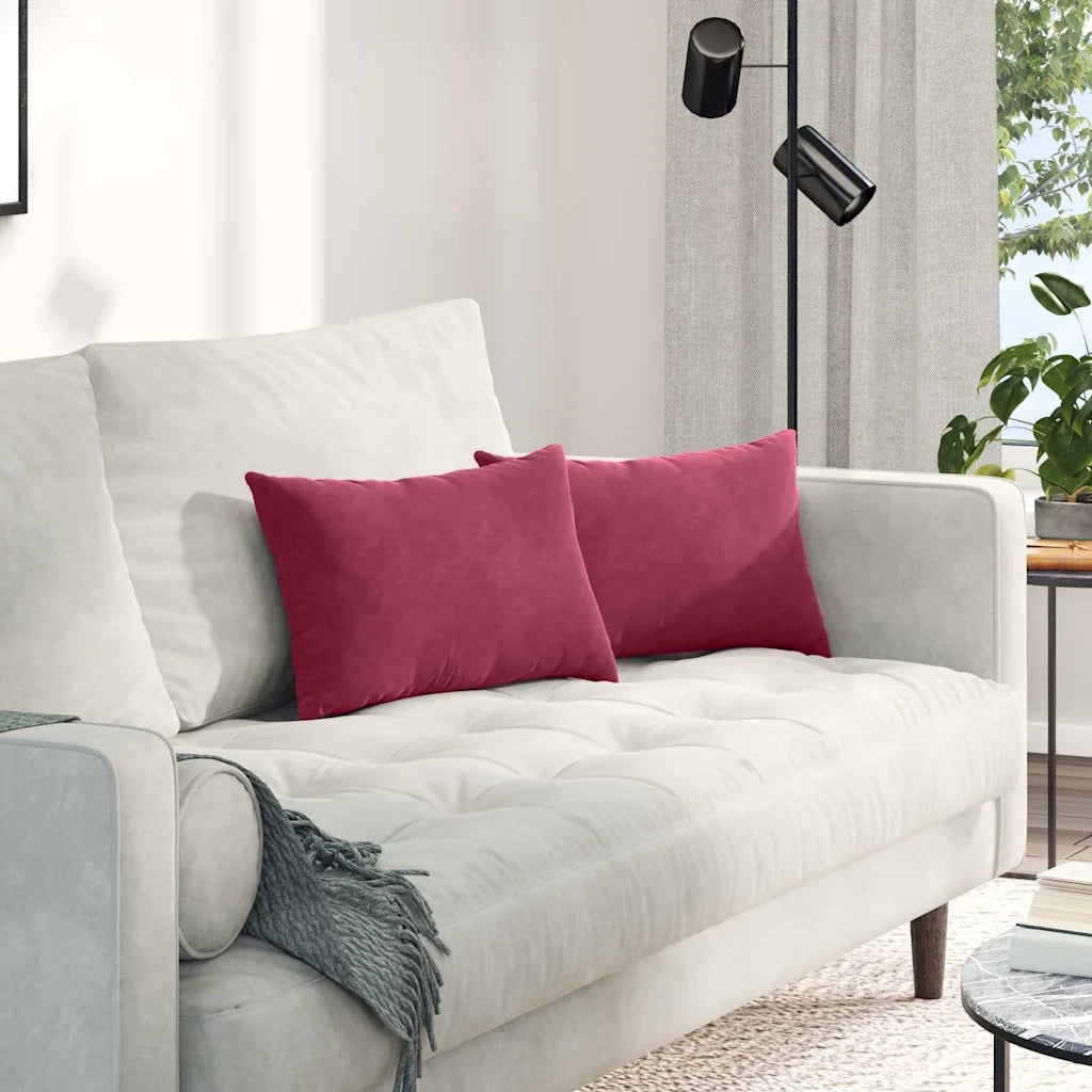 Cuscini da Divano 2 pz-Set di 2 Cuscini per Sofa Rosso vino 50 x 30 cm Tessuto in Cords