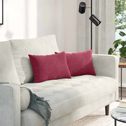 Cuscini da Divano 2 pz-Set di 2 Cuscini per Sofa Rosso vino 50 x 30 cm Tessuto in Cords
