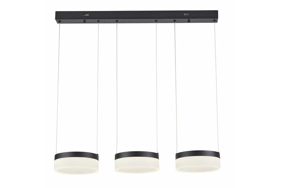 Lampada a sospensione nera 3 luci sfere acrilico LED 20W