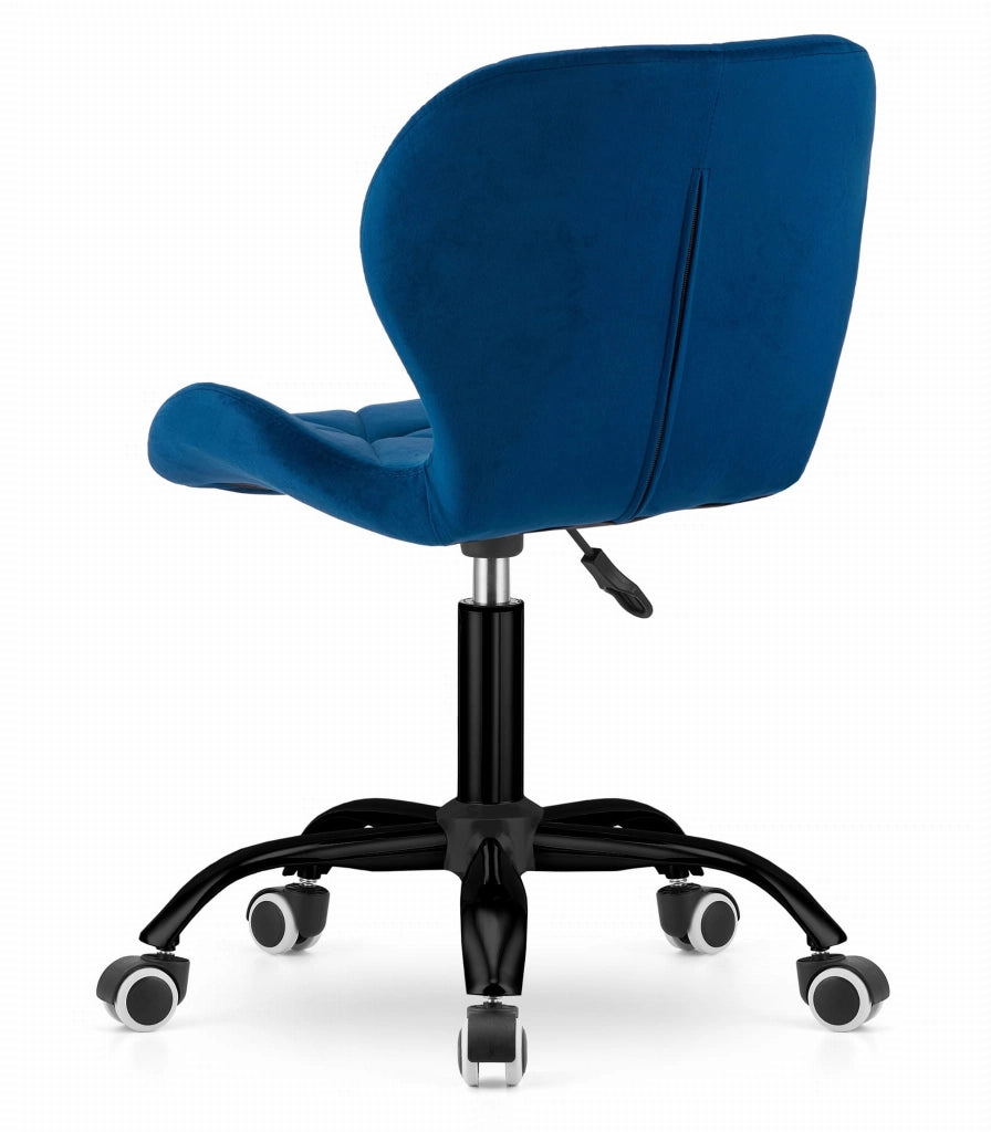 Sedia girevole in velluto Valora NOTO blu navy, design ergonomico