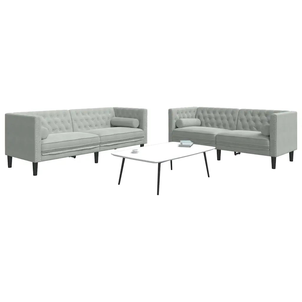 Divano per Soggiorno 2 pcs Grigio chiaro 194 x 74,5 x 70,5 cm 3385864