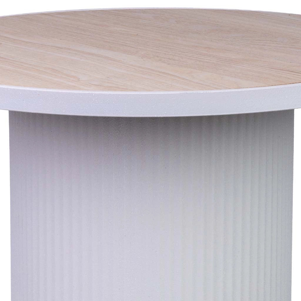 Tavolino in metallo bianco e legno 46x46x56h cm