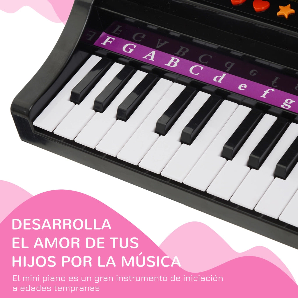 Piano per bambini con microfono e sgabello ¨C Minimal ¨C Nero