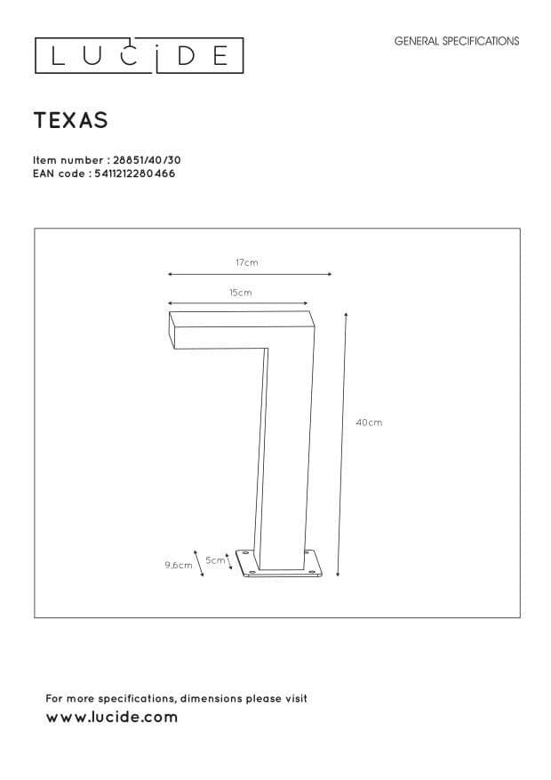 Lampada esterna a stelo Lucide Texas LED 3W 3000K