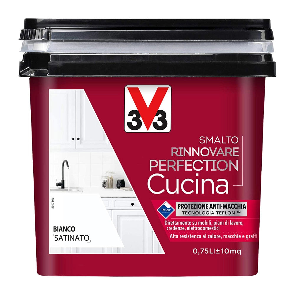 V33 Smalto Rinnovare Perfection Cucina Muri Piastrelle Mobili Metallo Satinato Colore: Bianco Satinato