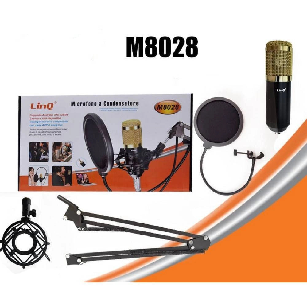 Trade Shop - Microfono A Condensatore Professionale Registrazione Vocale Android Ios Tablet M8028 -
