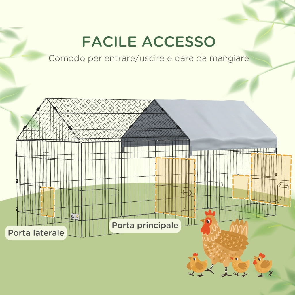 Casetta per Conigli da Giardino e Interno ¨C Minimal ¨C Argento 220x85x103cm
