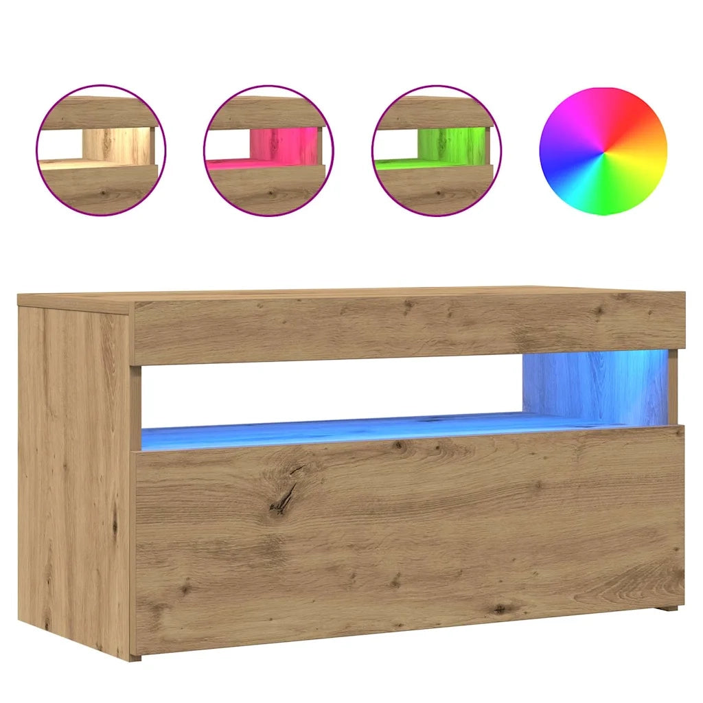 Mobili Porta TV con LED 2 pz | Armadietto TV | Mobile Porta TV Artigianale in Legno Multistrato