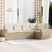 Set Divano da Giardino 5 pz con Cuscini Beige in Polyrattan 3221327