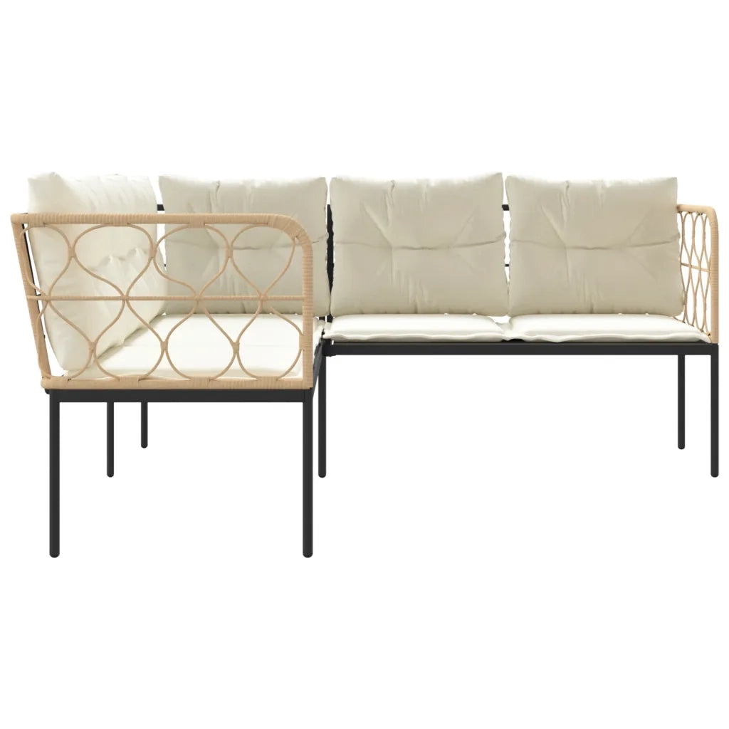 Divano Giardino con Cuscini Forma a L-Sofa da Giardino-Divanetto da esterno Nero Acciaio e Textilene 558973