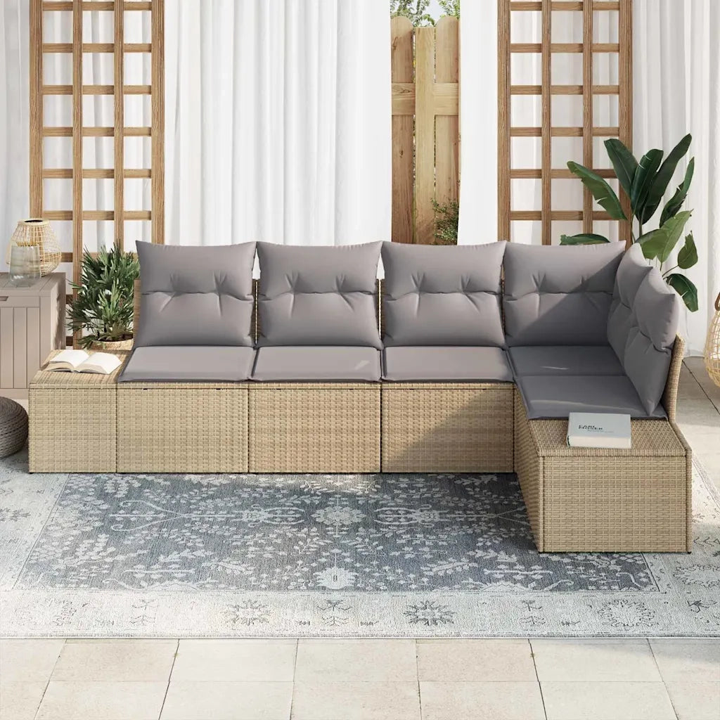 Set Divano da Giardino 5 pcs Beige e Grigio Chiaro polyrattan 3355729