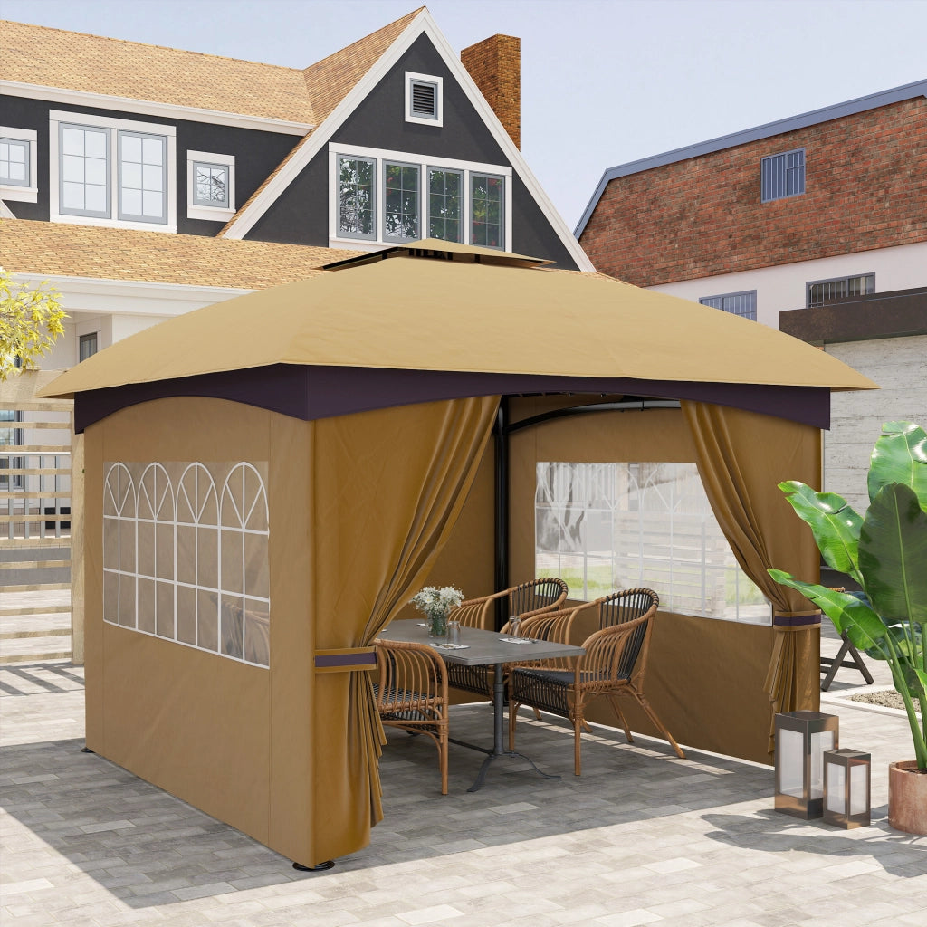 Gazebo da Giardino con Pareti ¨C zephmum ¨C 3.4x3.4m Beige