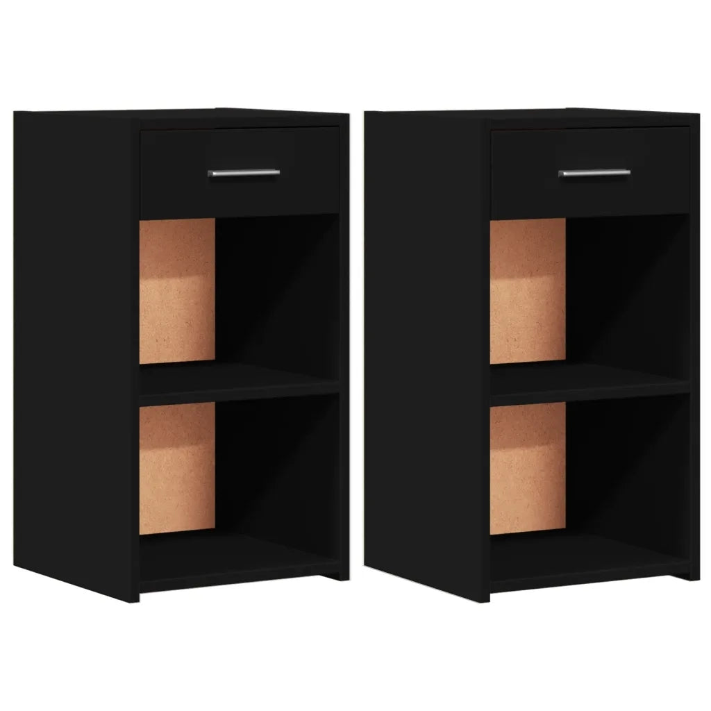 Set di 2 Comodini | Armadio da Notte | Mobiletto da notte Neri 35x34x65 cm in Legno Multistrato