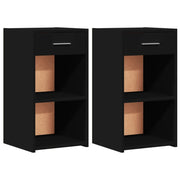 Set di 2 Comodini | Armadio da Notte | Mobiletto da notte Neri 35x34x65 cm in Legno Multistrato