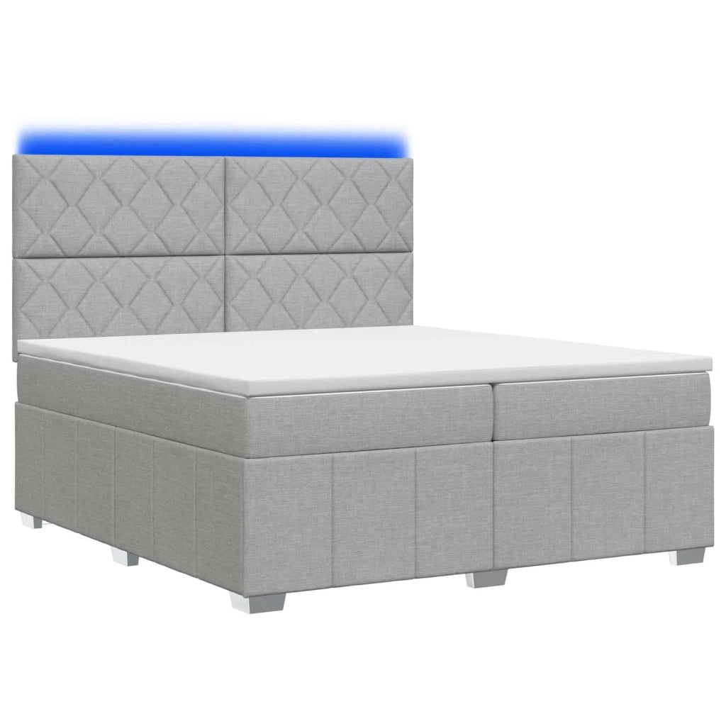 Letto Box Spring LED con Materasso Grigio Chiaro 200 x 200 cm 3455689