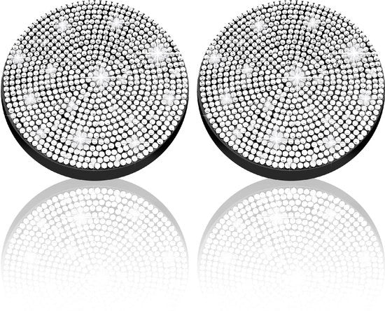 Autoaccessori universali per auto, 2-pack, 7 cm, strass cristalli in silicone antiscivolo, argento