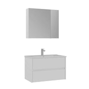 Set mobile lavabo con specchio (2 pezzi) "Side 85 v2" - 85 x 45 x 52 cm - Bianco opaco