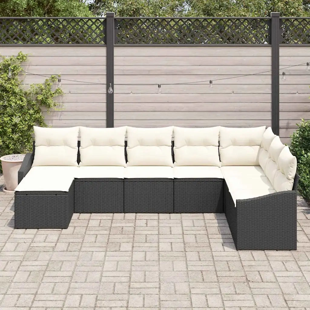 Set di divani con cuscino 8 pcs Nero polyrattan 3346837