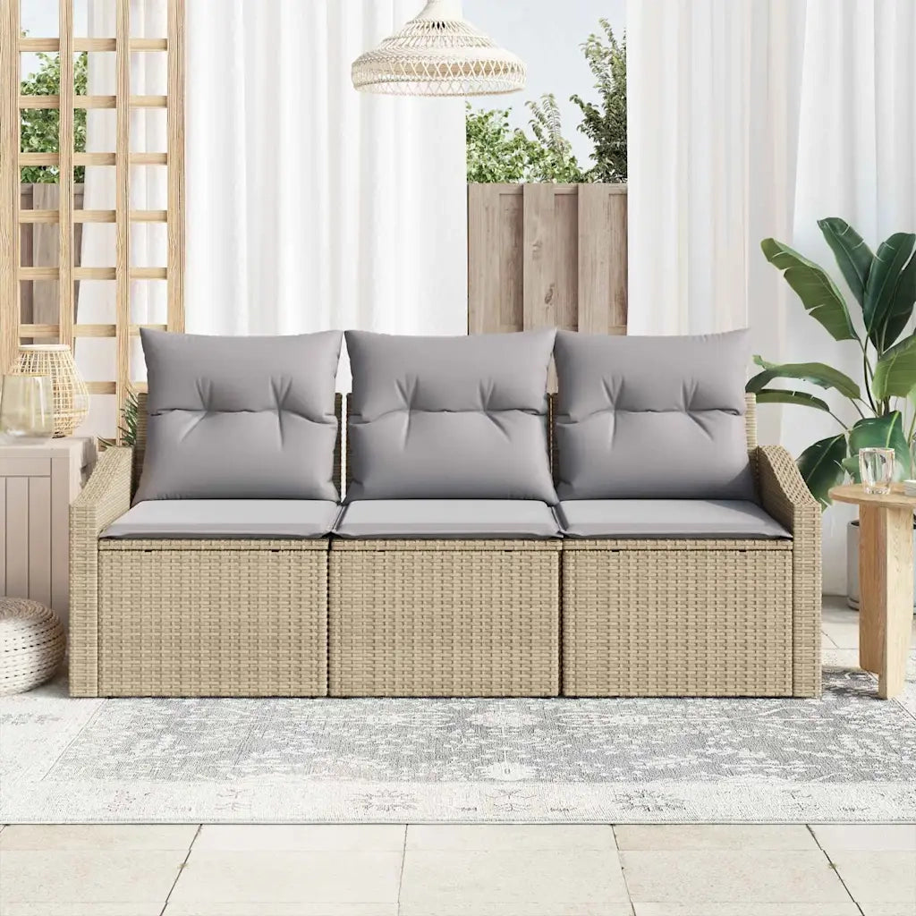 Set di divani con cuscino 3 pcs Beige polyrattan 3346580