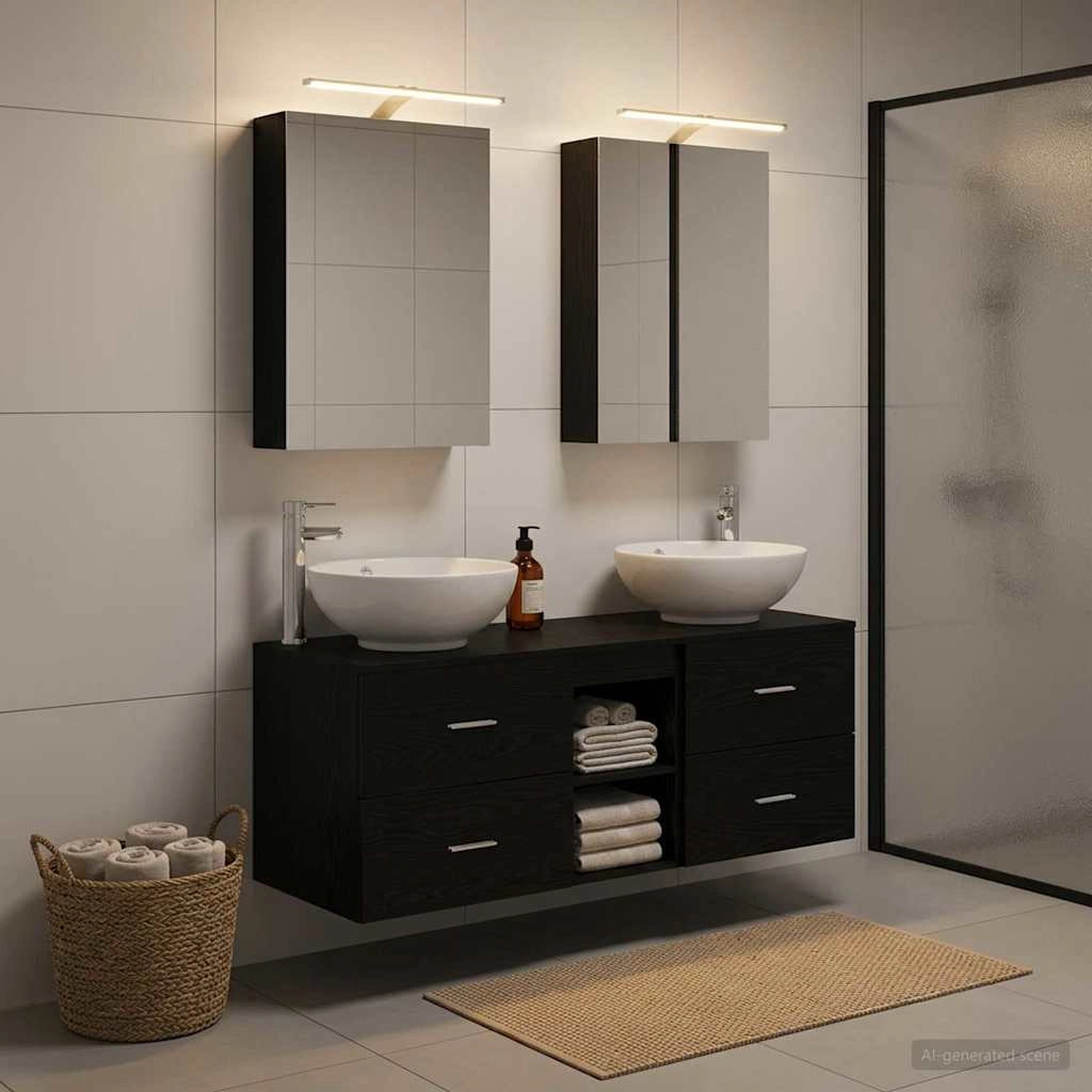 Set di mobili per il bagno 5 pz Rovere Nero 3406952