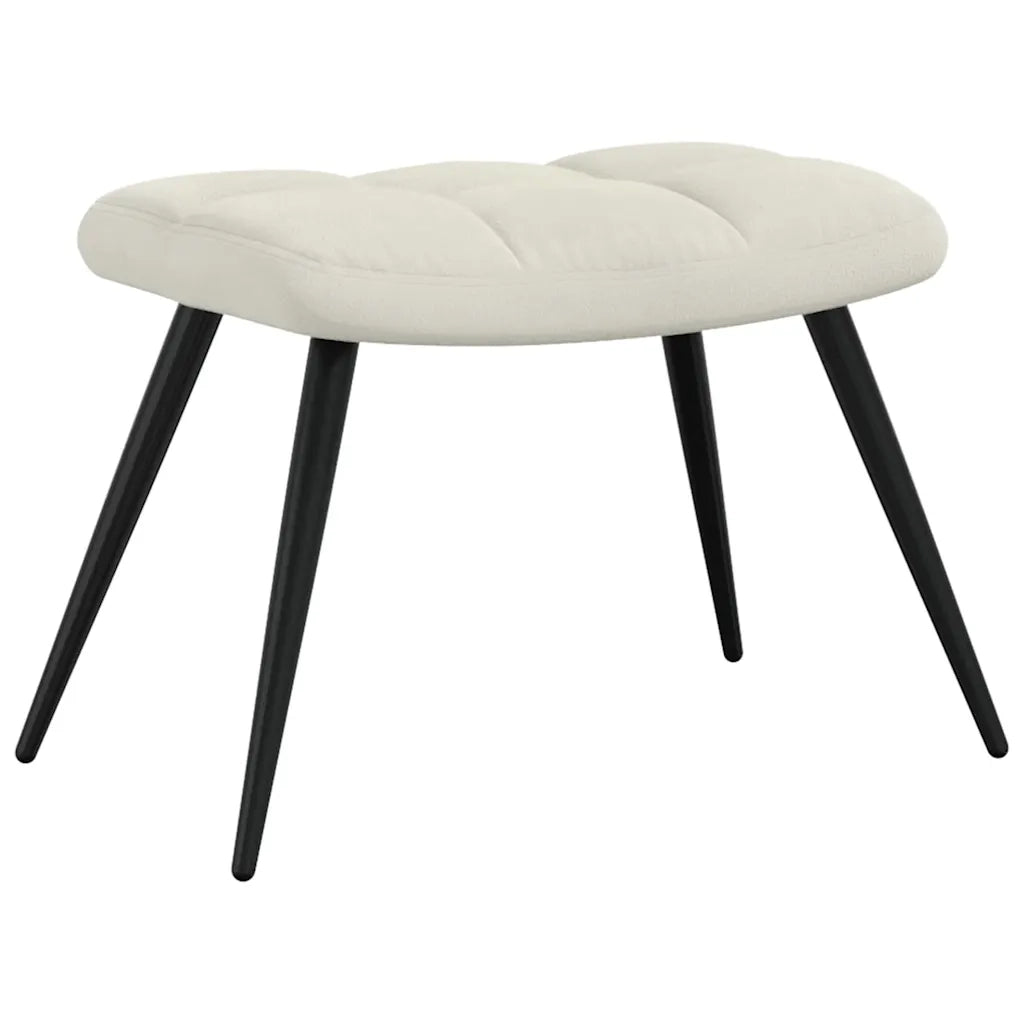 Poltrona Relax | Sedia Relax con Poggiapiedi Bianco Crema in Velluto