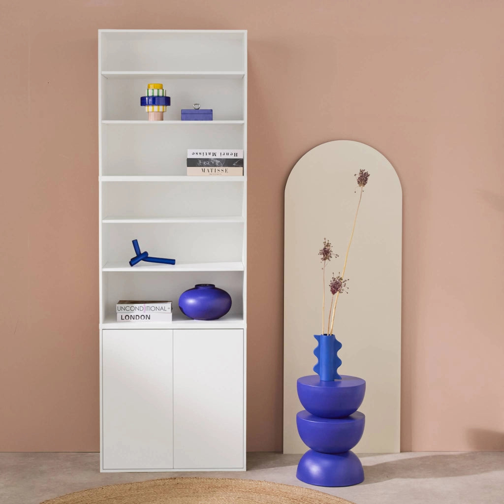 Libreria modulare con 2 ante e 5 livelli, bianco