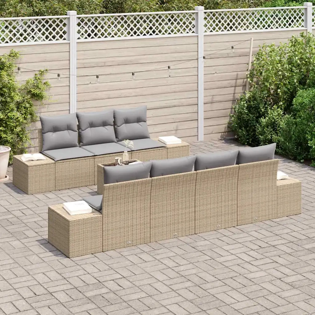 Set Divano da Giardino 8 pcs Beige e grigio polyrattan 3355639
