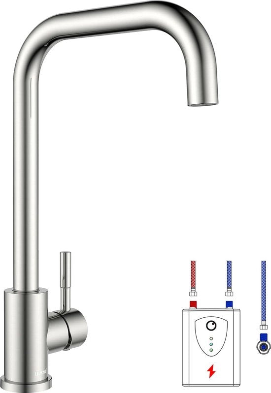 Faucetta da cucina, rubinetto bassa pressione in acciaio inossidabile, rubinetto da cucina a un giro 360° rotativo per caldaia o impianto di sottocucina, alta uscita facile installazione, finitura a specchio nichelato.