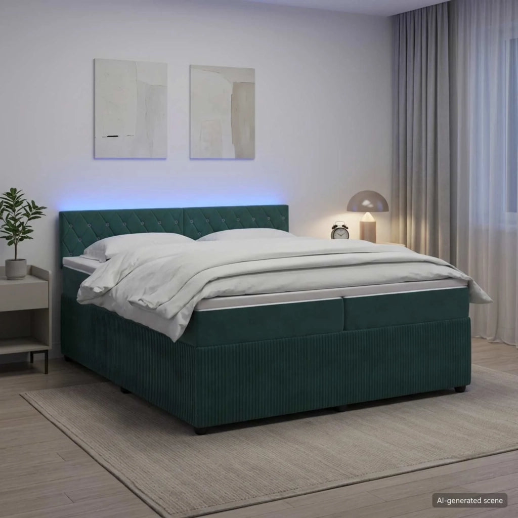 Letto box spring con materasso Verde Scuro 200 x 200 cm Velluto 3453206