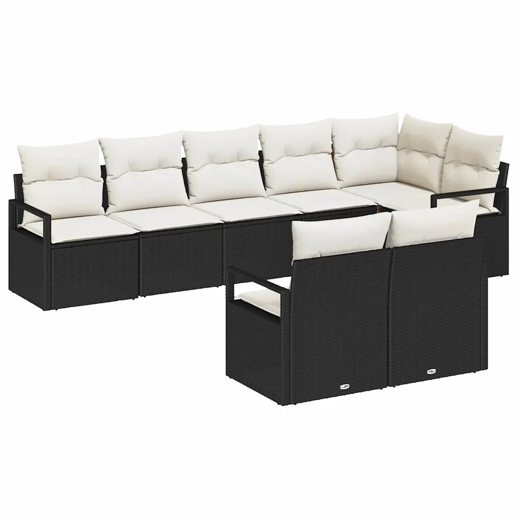Set di divani 8 pcs Nero polyrattan