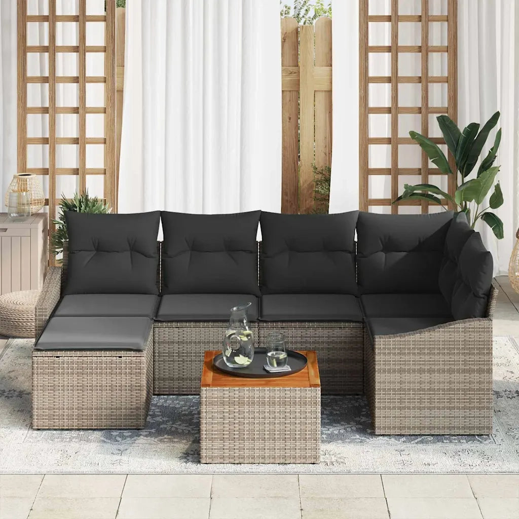 Set Divano da Giardino 7 pcs Grigio polyrattan 3356522